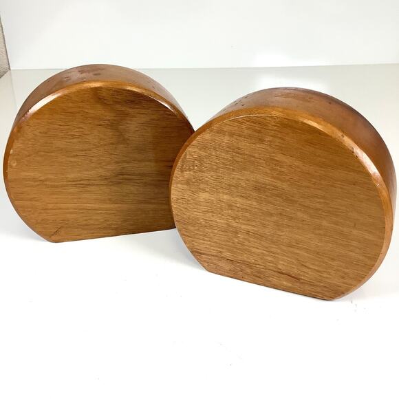 Vtg 1970s Oregon Myrtlewood Products Mid Century Modern BookEnds MCM Art Deco - Picture 4 of 7